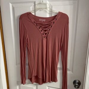 Women's Mudd long sleeve tee pink